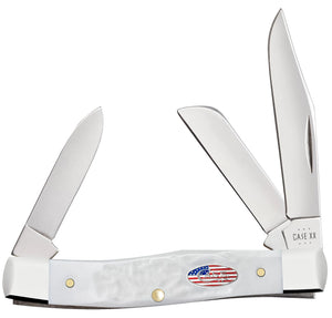 W.R. Case XX Knives Medium Stockman Stars & Stripes Rough White 14102 Stainless Pocket Knife