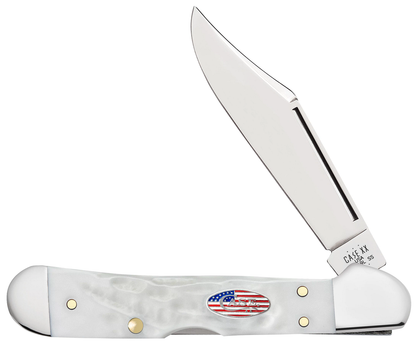 W.R. Case XX Knives Mini Copperlock Stars & Stripes Rough White 14104 Stainless Pocket Knife