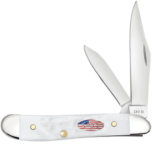W.R. Case XX Knives Peanut Stars & Stripes Rough White 14105 Stainless Pocket Knife
