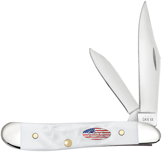 W.R. Case XX Knives Peanut Stars & Stripes Rough White 14105 Stainless Pocket Knife