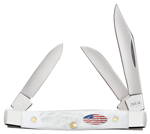 W.R. Case XX Knives Small Stockman Stars & Stripes Rough White 14106 Stainless Pocket Knife