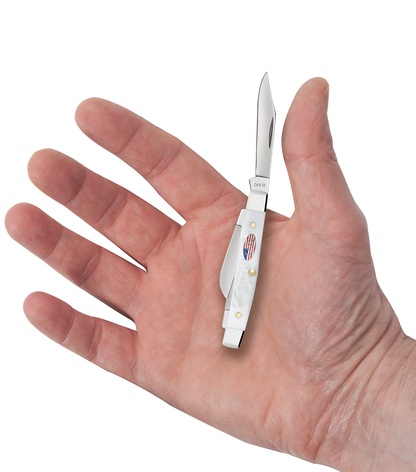 W.R. Case XX Knives Small Stockman Stars & Stripes Rough White 14106 Stainless Pocket Knife