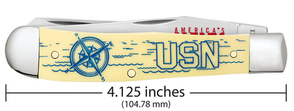 W.R. Case XX Knives U.S. Navy Trapper Yellow Synthetic 17728 Stainless Steel Pocket Knife