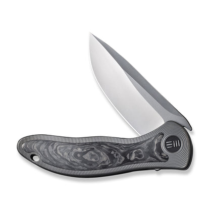 WE Knife Co., Ltd™ Synergy2v2 Frame Lock WE18046CF-1 Shredded Carbon Fiber and Gray 6AL4V Titanium CPM 20CV Stainless Steel Pocket Knife
