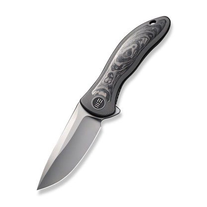 WE Knife Co., Ltd™ Synergy2v2 Frame Lock WE18046CF-1 Shredded Carbon Fiber and Gray 6AL4V Titanium CPM 20CV Stainless Steel Pocket Knife