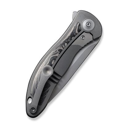 WE Knife Co., Ltd™ Synergy2v2 Frame Lock WE18046CF-1 Shredded Carbon Fiber and Gray 6AL4V Titanium CPM 20CV Stainless Steel Pocket Knife