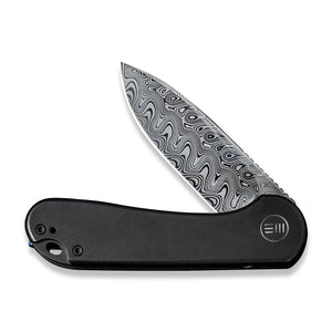 WE Knife Co., Ltd™ Elementum Frame Lock WE18062X-DS1 Black 6AL4V Titanium Damasteel Pocket Knife