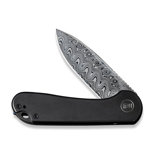 WE Knife Co., Ltd™ Elementum Frame Lock WE18062X-DS1 Black 6AL4V Titanium Damasteel Pocket Knife