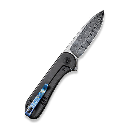 WE Knife Co., Ltd™ Elementum Frame Lock WE18062X-DS1 Black 6AL4V Titanium Damasteel Pocket Knife