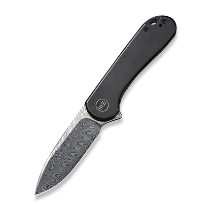 WE Knife Co., Ltd™ Elementum Frame Lock WE18062X-DS1 Black 6AL4V Titanium Damasteel Pocket Knife