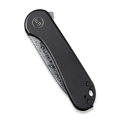 WE Knife Co., Ltd™ Elementum Frame Lock WE18062X-DS1 Black 6AL4V Titanium Damasteel Pocket Knife