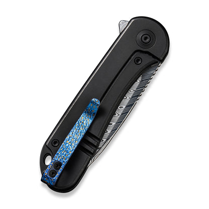 WE Knife Co., Ltd™ Elementum Frame Lock WE18062X-DS1 Black 6AL4V Titanium Damasteel Pocket Knife