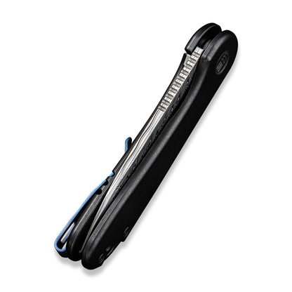WE Knife Co., Ltd™ Elementum Frame Lock WE18062X-DS1 Black 6AL4V Titanium Damasteel Pocket Knife