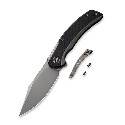 WE Knife Co., Ltd™ Snick Frame Lock WE19022F-1 Gray 6AL4V Titanium and Black G10 CPM 20CV Stainless Steel Pocket Knife