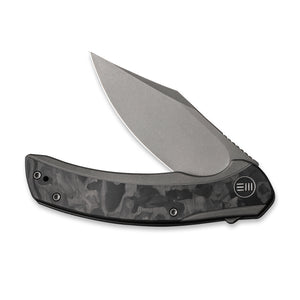 WE Knife Co., Ltd™ Snick Frame Lock WE19022F-2 Black Marble Carbon Fiber and Gray 6AL4V Titanium CPM 20CV Stainless Steel Pocket Knife