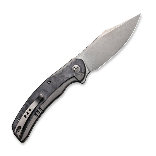 WE Knife Co., Ltd™ Snick Frame Lock WE19022F-2 Black Marble Carbon Fiber and Gray 6AL4V Titanium CPM 20CV Stainless Steel Pocket Knife