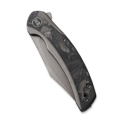 WE Knife Co., Ltd™ Snick Frame Lock WE19022F-2 Black Marble Carbon Fiber and Gray 6AL4V Titanium CPM 20CV Stainless Steel Pocket Knife