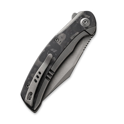 WE Knife Co., Ltd™ Snick Frame Lock WE19022F-2 Black Marble Carbon Fiber and Gray 6AL4V Titanium CPM 20CV Stainless Steel Pocket Knife