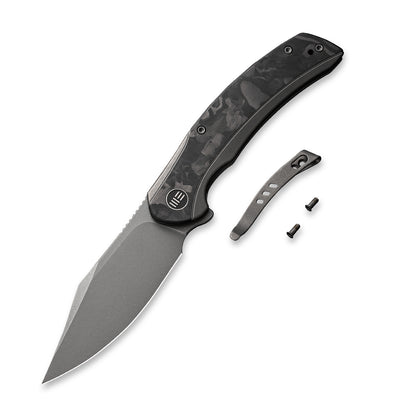 WE Knife Co., Ltd™ Snick Frame Lock WE19022F-2 Black Marble Carbon Fiber and Gray 6AL4V Titanium CPM 20CV Stainless Steel Pocket Knife