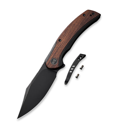 WE Knife Co., Ltd™ Snick Frame Lock WE19022F-3 Cuibourtia Wood and Black 6AL4V Titanium CPM 20CV Stainless Steel Pocket Knife