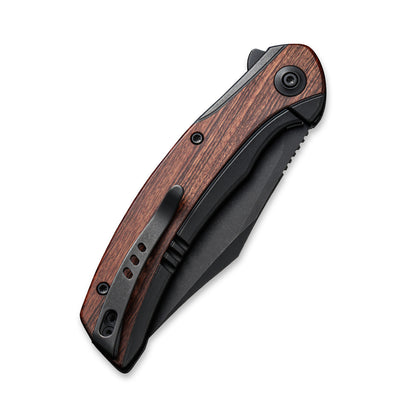 WE Knife Co., Ltd™ Snick Frame Lock WE19022F-3 Cuibourtia Wood and Black 6AL4V Titanium CPM 20CV Stainless Steel Pocket Knife