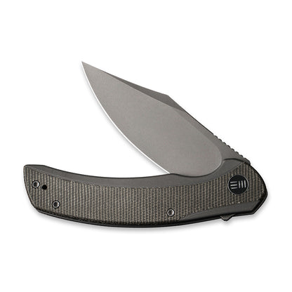 WE Knife Co., Ltd™ Snick Frame Lock WE19022F-5 Gray 6AL4V Titanium and Dark Green Micarta CPM 20CV Stainless Steel Pocket Knife