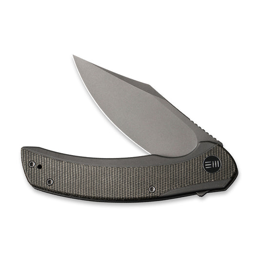 WE Knife Co., Ltd™ Snick Frame Lock WE19022F-5 Gray 6AL4V Titanium and Dark Green Micarta CPM 20CV Stainless Steel Pocket Knife