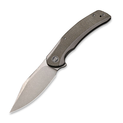 WE Knife Co., Ltd™ Snick Frame Lock WE19022F-5 Gray 6AL4V Titanium and Dark Green Micarta CPM 20CV Stainless Steel Pocket Knife