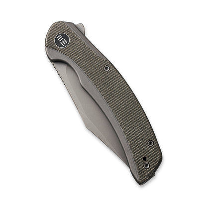 WE Knife Co., Ltd™ Snick Frame Lock WE19022F-5 Gray 6AL4V Titanium and Dark Green Micarta CPM 20CV Stainless Steel Pocket Knife