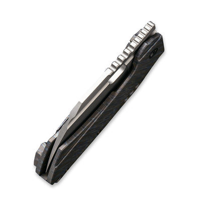 WE Knife Co., Ltd™ Roxi 3 Frame Lock WE19072-3 Tiger Stripe Flamed Black 6AL4V Titanium CPM S35VN Stainless Steel Pocket Knife
