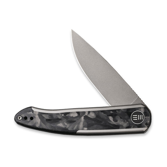 WE Knife Co., Ltd™ Smooth Sentinel Frame Lock WE20043-1 Marble Carbon Fiber and Gray 6AL4V Titanium CPM 20CV Stainless Steel Pocket Knife