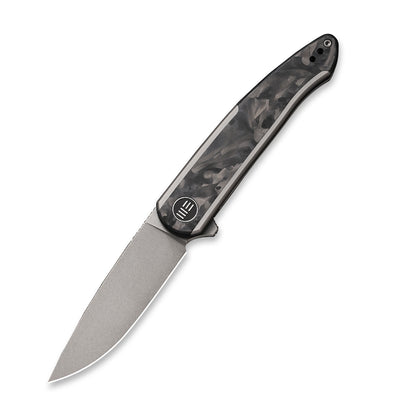 WE Knife Co., Ltd™ Smooth Sentinel Frame Lock WE20043-1 Marble Carbon Fiber and Gray 6AL4V Titanium CPM 20CV Stainless Steel Pocket Knife