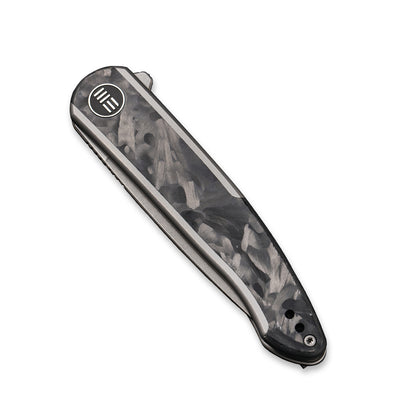 WE Knife Co., Ltd™ Smooth Sentinel Frame Lock WE20043-1 Marble Carbon Fiber and Gray 6AL4V Titanium CPM 20CV Stainless Steel Pocket Knife