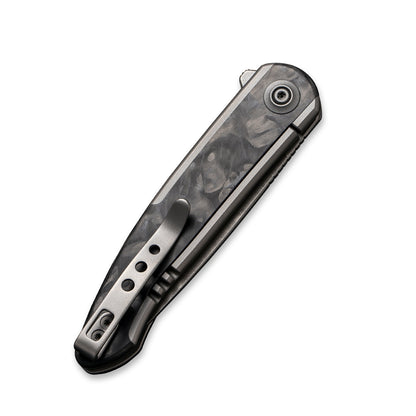 WE Knife Co., Ltd™ Smooth Sentinel Frame Lock WE20043-1 Marble Carbon Fiber and Gray 6AL4V Titanium CPM 20CV Stainless Steel Pocket Knife