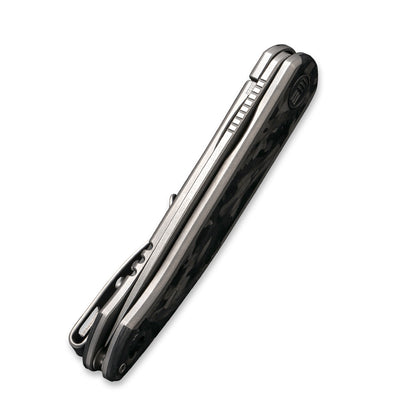 WE Knife Co., Ltd™ Smooth Sentinel Frame Lock WE20043-1 Marble Carbon Fiber and Gray 6AL4V Titanium CPM 20CV Stainless Steel Pocket Knife