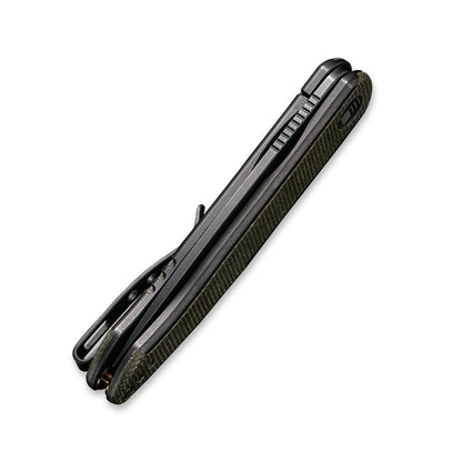 WE Knife Co., Ltd™ Smooth Sentinel Frame Lock WE20043-4 Green Micarta and Black 6AL4V Titanium CPM 20CV Stainless Steel Pocket Knife