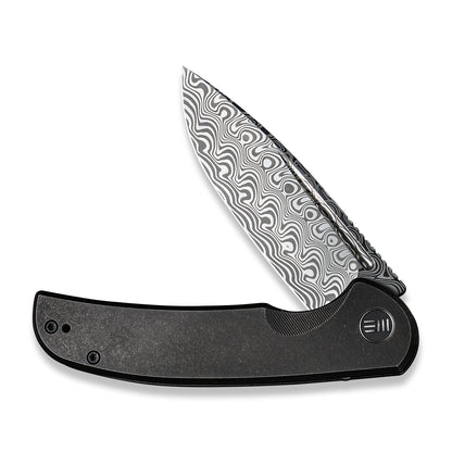 WE Knife Co., Ltd™ Beacon Frame Lock WE20061B-DS1 Black 6AL4V Titanium Damasteel Pocket Knife