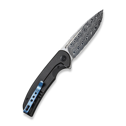 WE Knife Co., Ltd™ Beacon Frame Lock WE20061B-DS1 Black 6AL4V Titanium Damasteel Pocket Knife