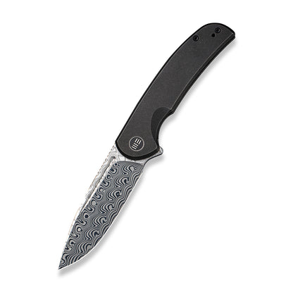 WE Knife Co., Ltd™ Beacon Frame Lock WE20061B-DS1 Black 6AL4V Titanium Damasteel Pocket Knife