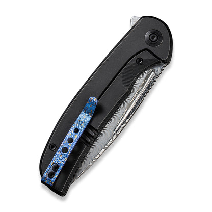 WE Knife Co., Ltd™ Beacon Frame Lock WE20061B-DS1 Black 6AL4V Titanium Damasteel Pocket Knife