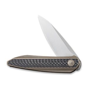 WE Knife Co., Ltd™ Black Void Opus Liner Lock WE2010A Black Twill Carbon Fiber and Bronze 6AL4V Titanium CPM 20CV Stainless Steel Pocket Knife
