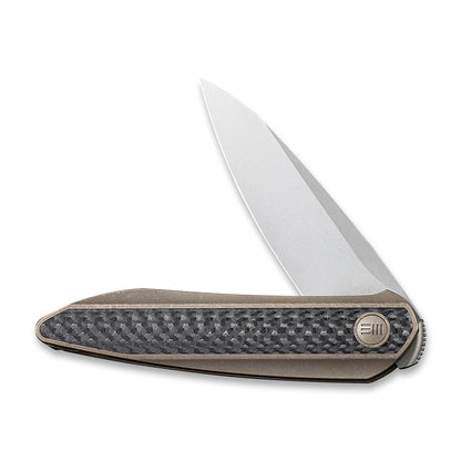 WE Knife Co., Ltd™ Black Void Opus Liner Lock WE2010A Black Twill Carbon Fiber and Bronze 6AL4V Titanium CPM 20CV Stainless Steel Pocket Knife