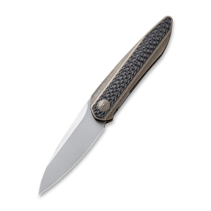 WE Knife Co., Ltd™ Black Void Opus Liner Lock WE2010A Black Twill Carbon Fiber and Bronze 6AL4V Titanium CPM 20CV Stainless Steel Pocket Knife