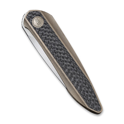 WE Knife Co., Ltd™ Black Void Opus Liner Lock WE2010A Black Twill Carbon Fiber and Bronze 6AL4V Titanium CPM 20CV Stainless Steel Pocket Knife
