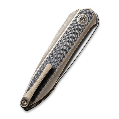 WE Knife Co., Ltd™ Black Void Opus Liner Lock WE2010A Black Twill Carbon Fiber and Bronze 6AL4V Titanium CPM 20CV Stainless Steel Pocket Knife