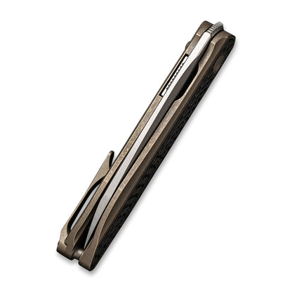 WE Knife Co., Ltd™ Black Void Opus Liner Lock WE2010A Black Twill Carbon Fiber and Bronze 6AL4V Titanium CPM 20CV Stainless Steel Pocket Knife