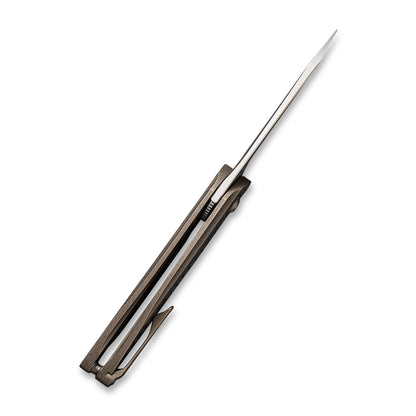 WE Knife Co., Ltd™ Black Void Opus Liner Lock WE2010A Black Twill Carbon Fiber and Bronze 6AL4V Titanium CPM 20CV Stainless Steel Pocket Knife