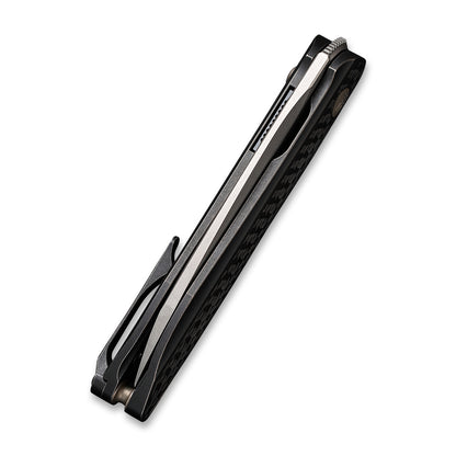 WE Knife Co., Ltd™ Black Void Opus Liner Lock WE2010B Black Twill Carbon Fiber and Black 6AL4V Titanium CPM 20CV Stainless Steel Pocket Knife
