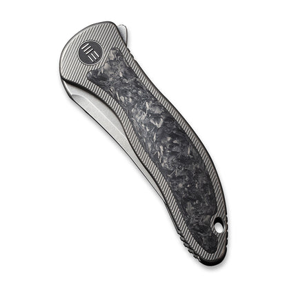 WE Knife Co., Ltd™ Mini Synergy Frame Lock WE2011CF-A Shredded Carbon Fiber and Gray 6AL4V Titanium CPM 20CV Stainless Steel Pocket Knife