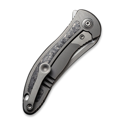 WE Knife Co., Ltd™ Mini Synergy Frame Lock WE2011CF-A Shredded Carbon Fiber and Gray 6AL4V Titanium CPM 20CV Stainless Steel Pocket Knife